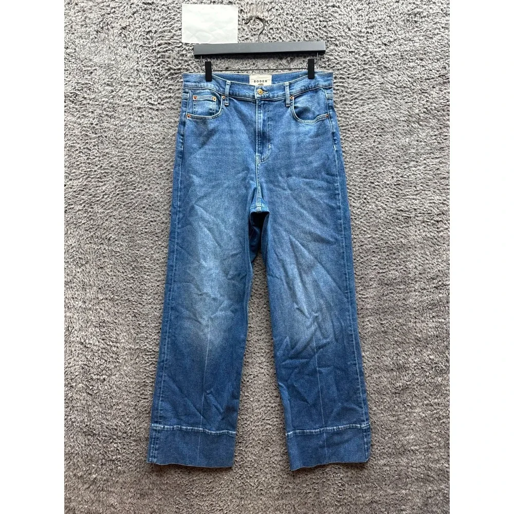 Boden High Rise Wide Leg Denim Jeans Medium Wash Blue Womens Size 32